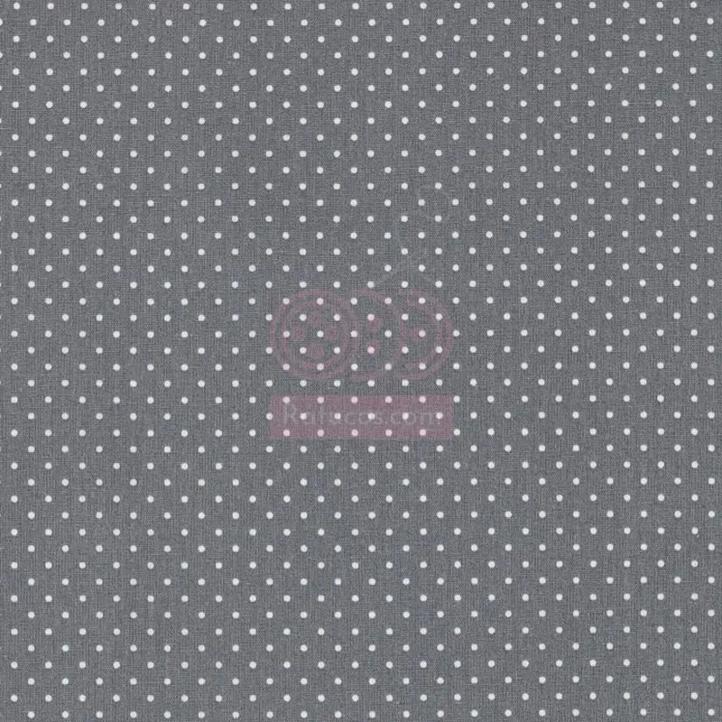 Muestra de tela Popelín Mini Topos Gris