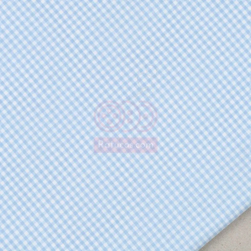 Muestra de tela Vichy 3 cm Azul Celeste