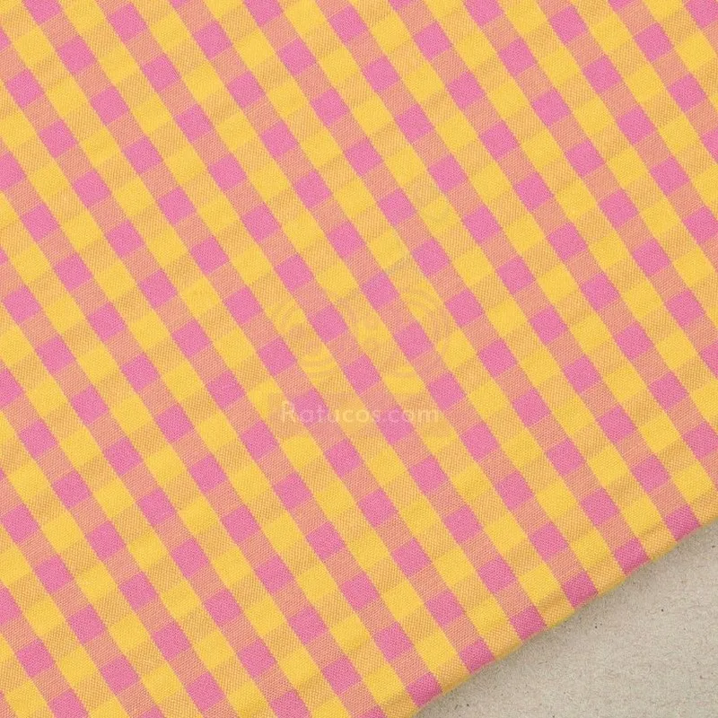 Muestra de tela Vichy 5 cm Amarillo y Bombón