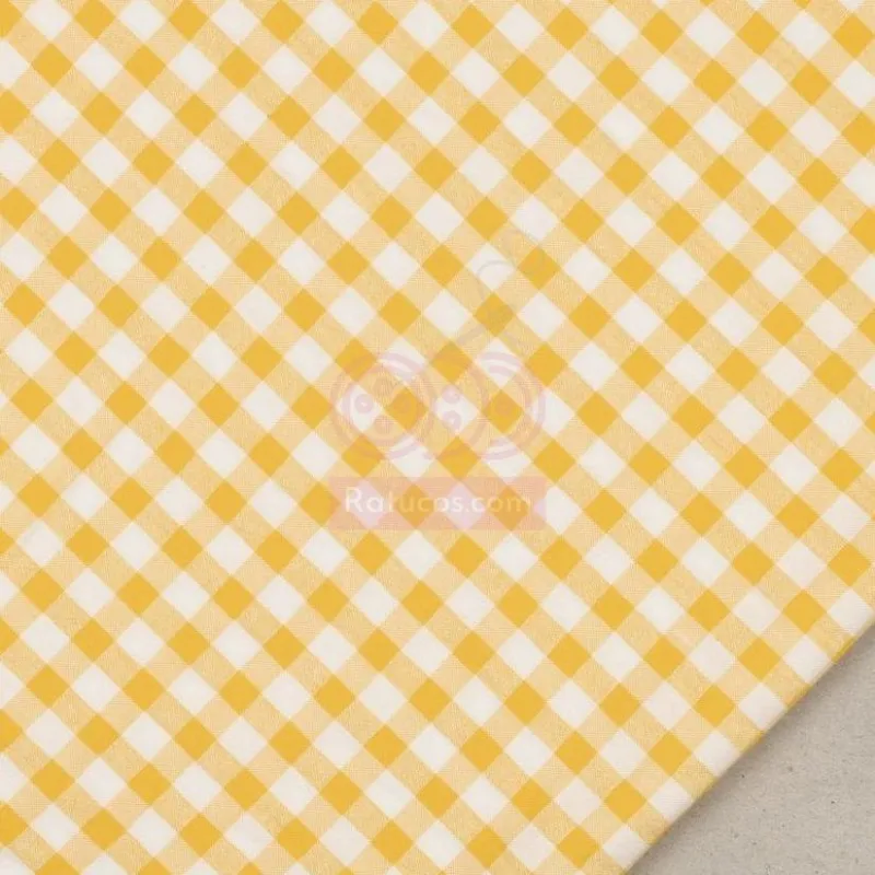 Muestra de tela Vichy 7 cm Amarillo