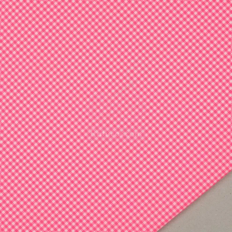 Muestra de tela Vichy Fucsia Flúor